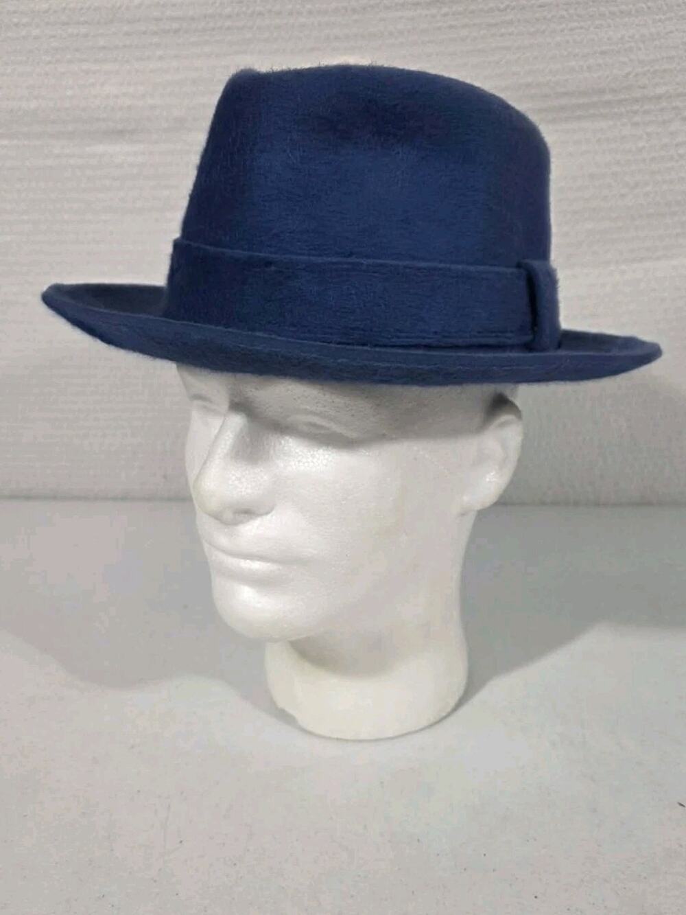 Vintage Borsalino Alessandria Fedora Trilby Hat. FUR FELT. Navy Blue. 7 1/8